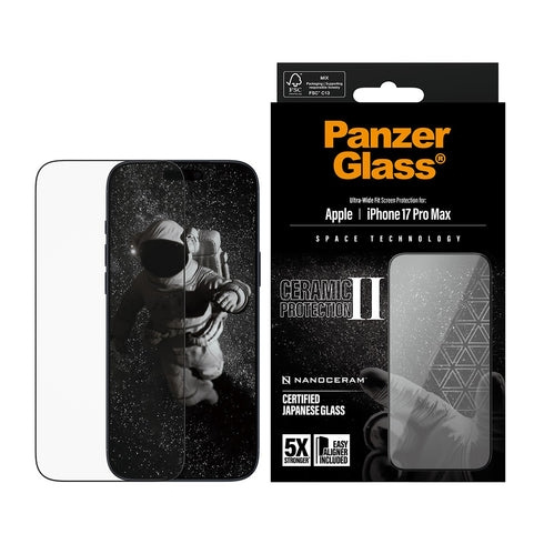 PanzerGlass - Ceramic II -näytönsuojakalvo iPhone 17 Pro Max - UWF, EasyAligner-asennusapuväline