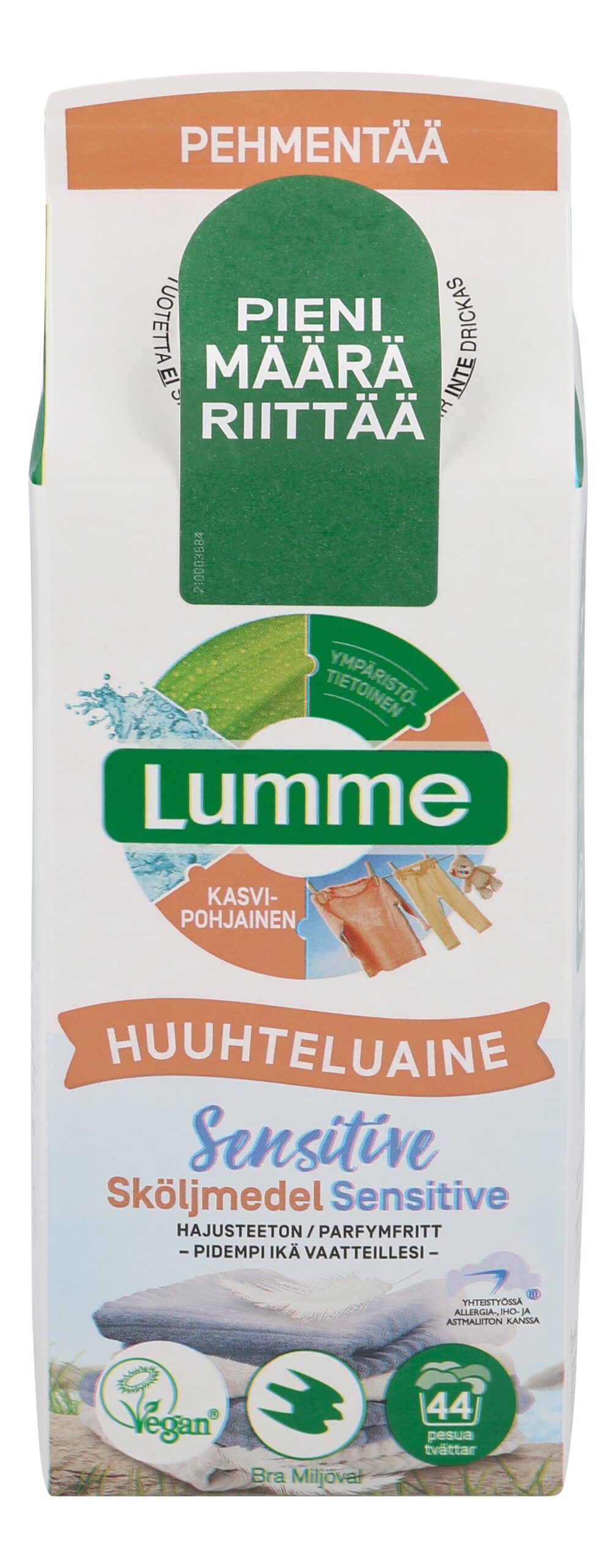 Lumme 750ml Sensitive hajusteeton huuhteluaine
