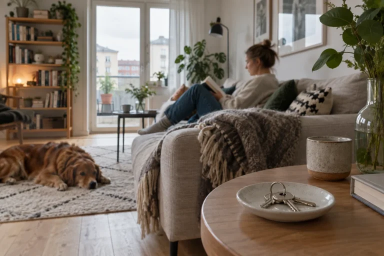Kodin avaimet sivupöydällä olohuoneessa